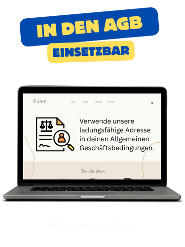 Nutze unsere ladungsfähige Adresse in deinen Allgemeinen Geschäftsbedingungen