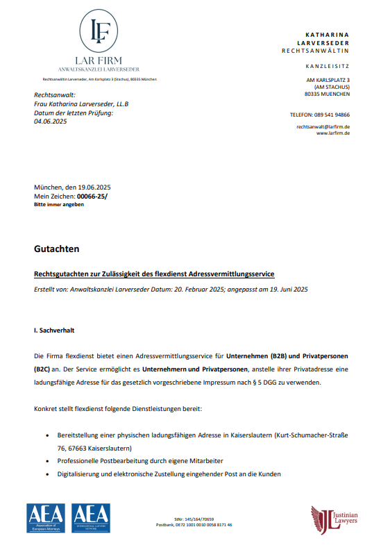 Unser Impressumsservice ist anwaltlich geprüft