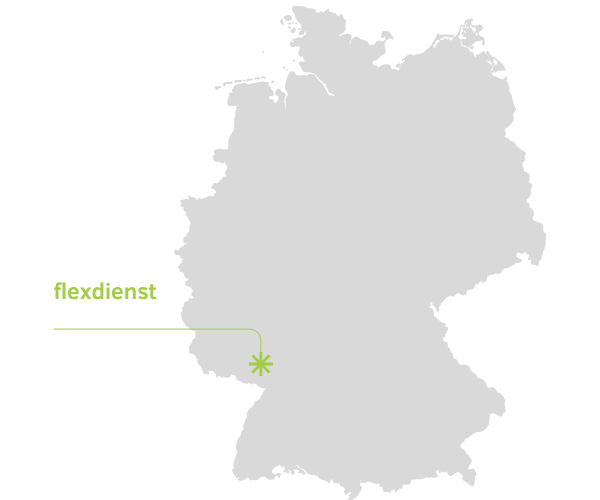 Deutschlandkarte mit Sitz von flexdienst.de in Kaiserslautern