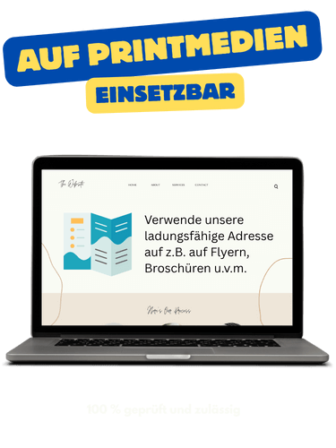 Nutze unsere ladungsfähige Adresse auf Printmedien