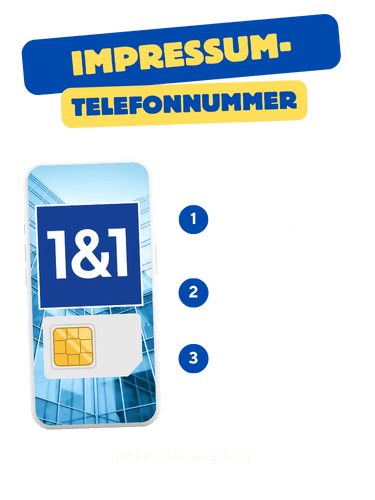 Telefonnummer fürs Impressum von 1&1 - anstelle deiner privaten Mobilnummer